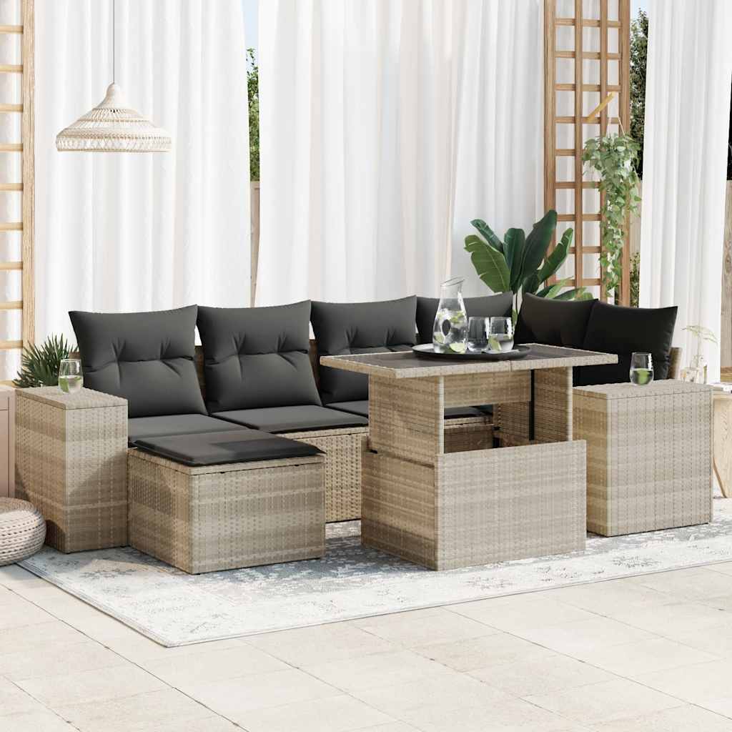 Sofasæt Til Haven 7 Dele Med Hynder Polyrattan Brun