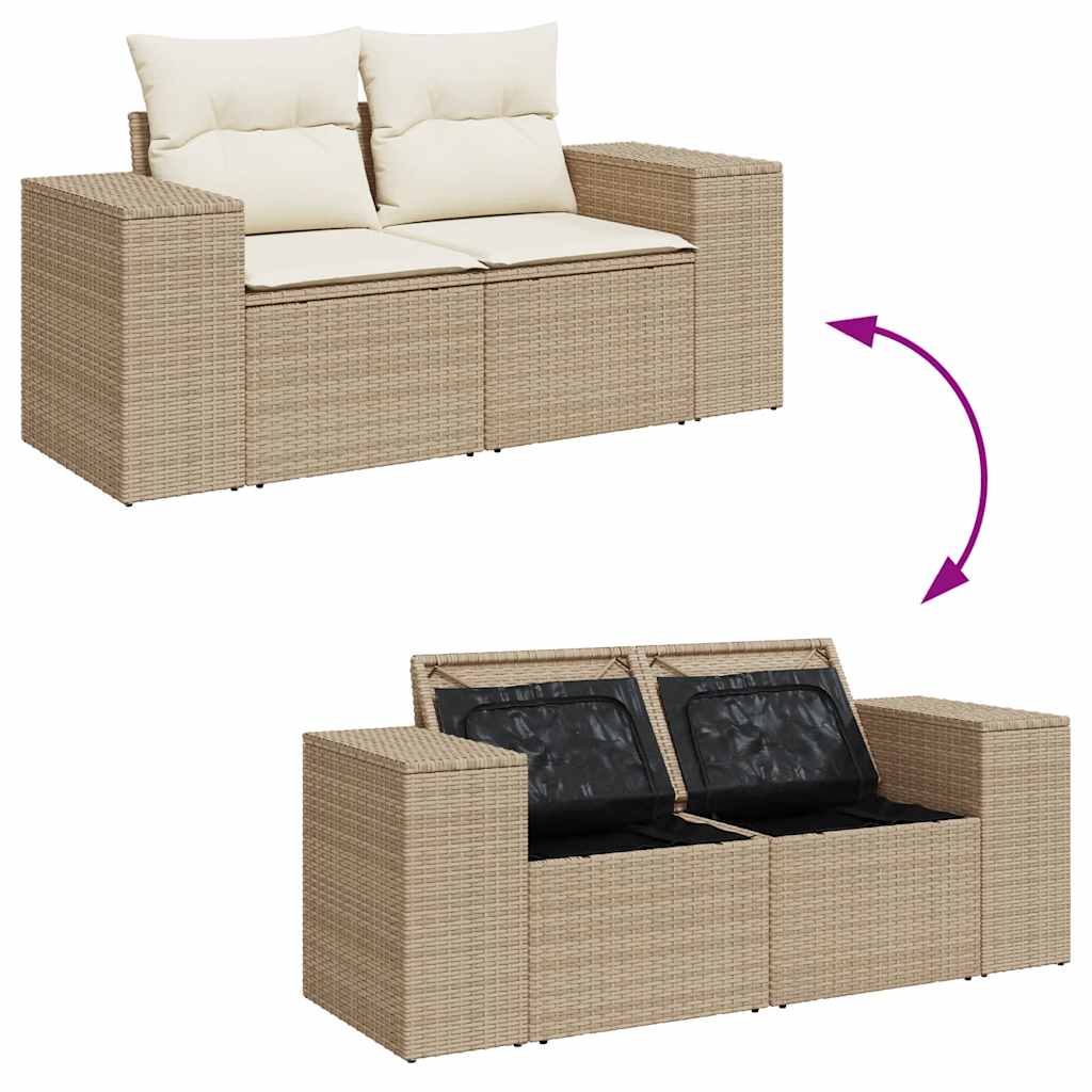 Sofasæt Til Haven 10 Dele Med Hynder Polyrattan Akacietræ Beige