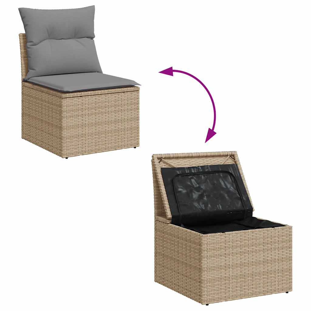 Sofasæt Til Haven 10 Dele Med Hynder Polyrattan Akacietræ Beige