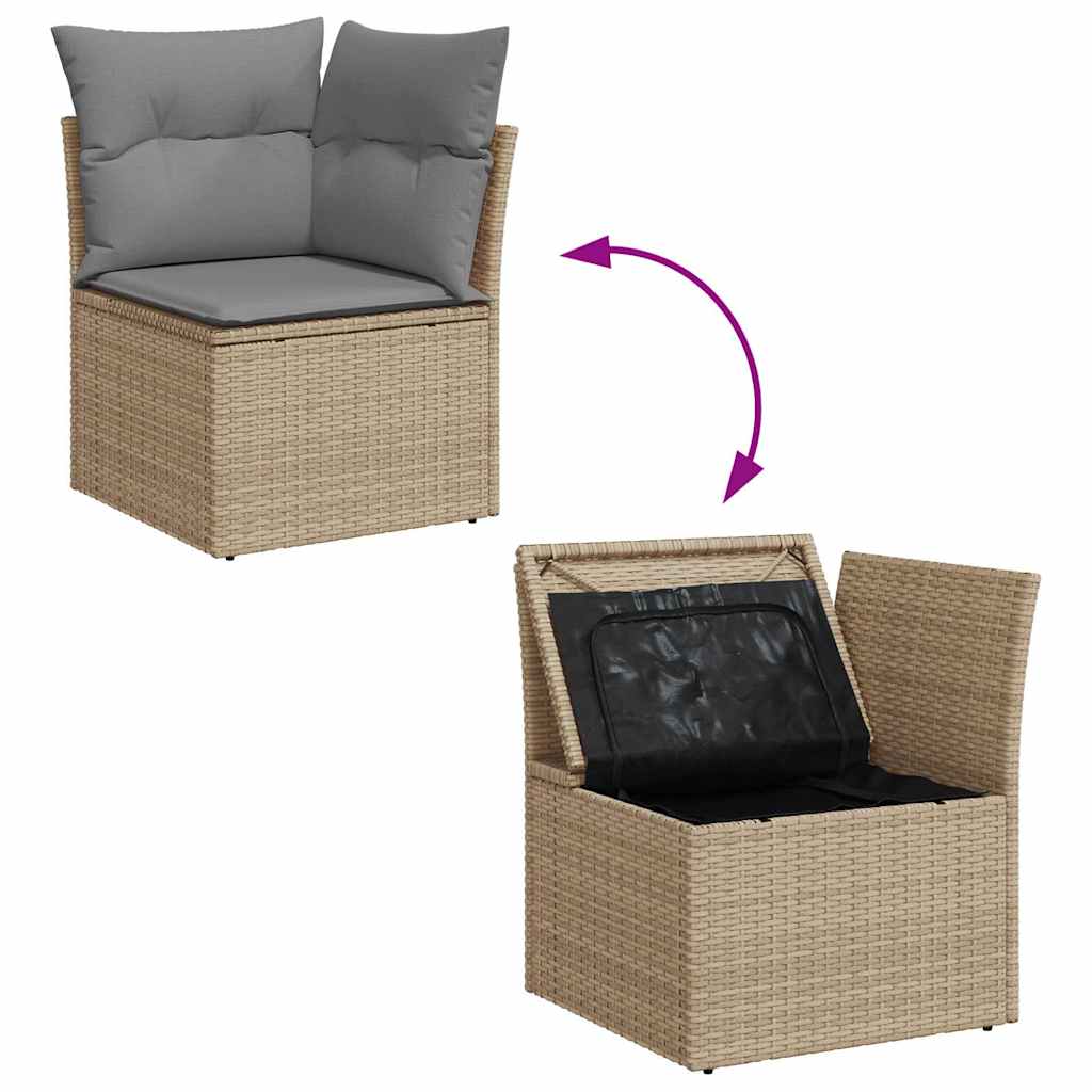 Sofasæt Til Haven 10 Dele Med Hynder Polyrattan Akacietræ Beige