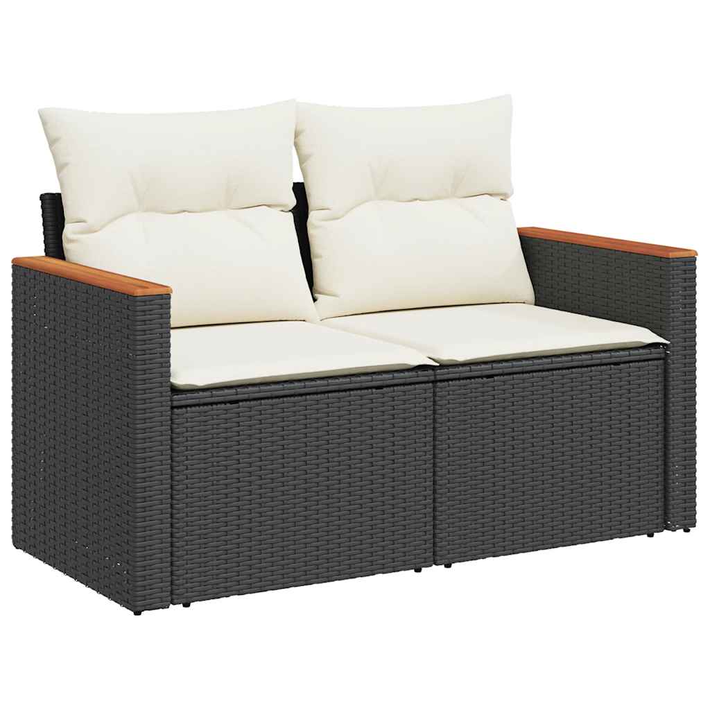 Sofasæt Til Haven 5 Dele Med Hynder Polyrattan Akacietræ Sort