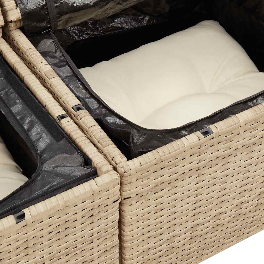 Sofasæt Til Haven 6 Dele Med Hynder Polyrattan Akacietræ Beige