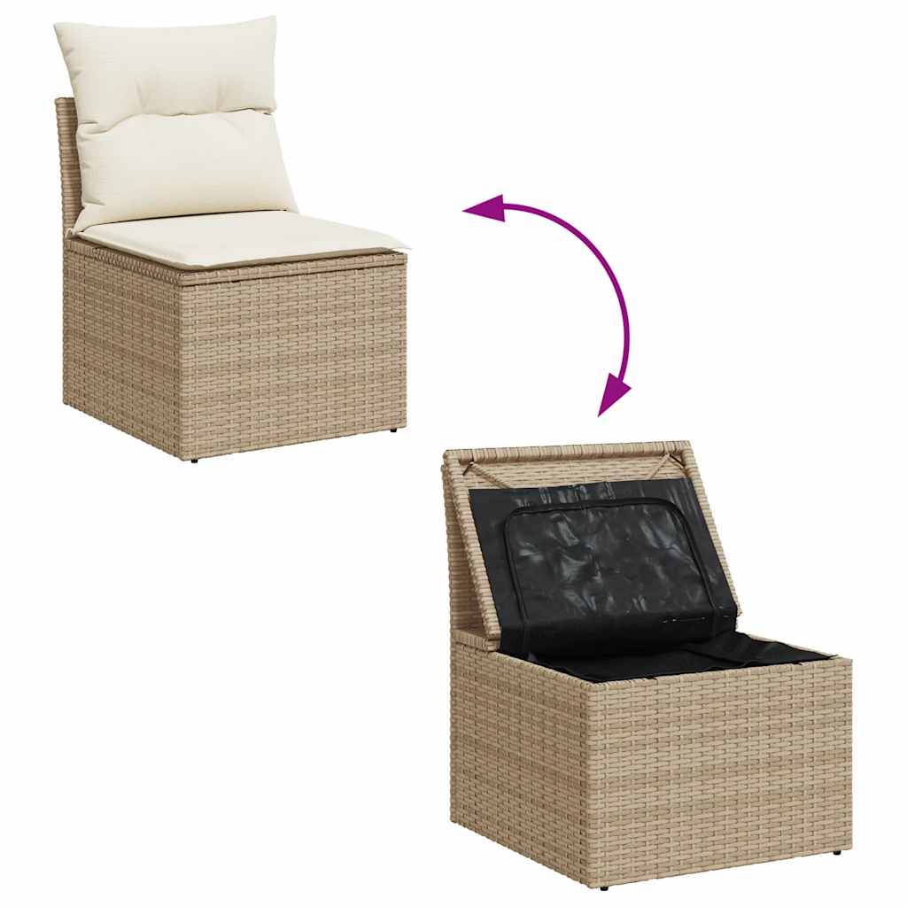 Sofasæt Til Haven 6 Dele Med Hynder Polyrattan Akacietræ Beige
