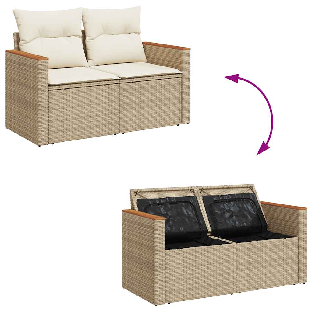 Sofasæt Til Haven 6 Dele Med Hynder Polyrattan Akacietræ Beige