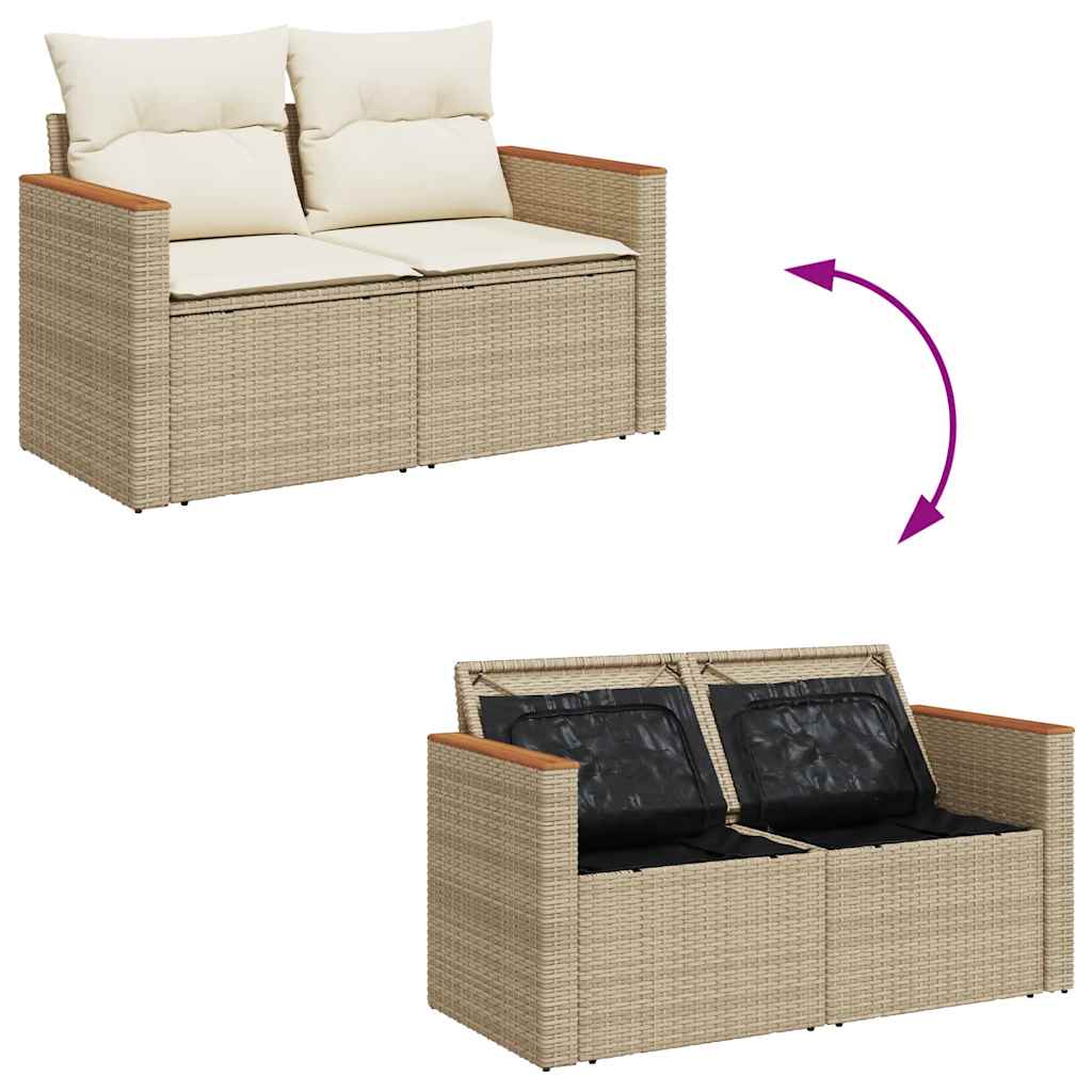 Sofasæt Til Haven 9 Dele Med Hynder Polyrattan Akacietræ Beige