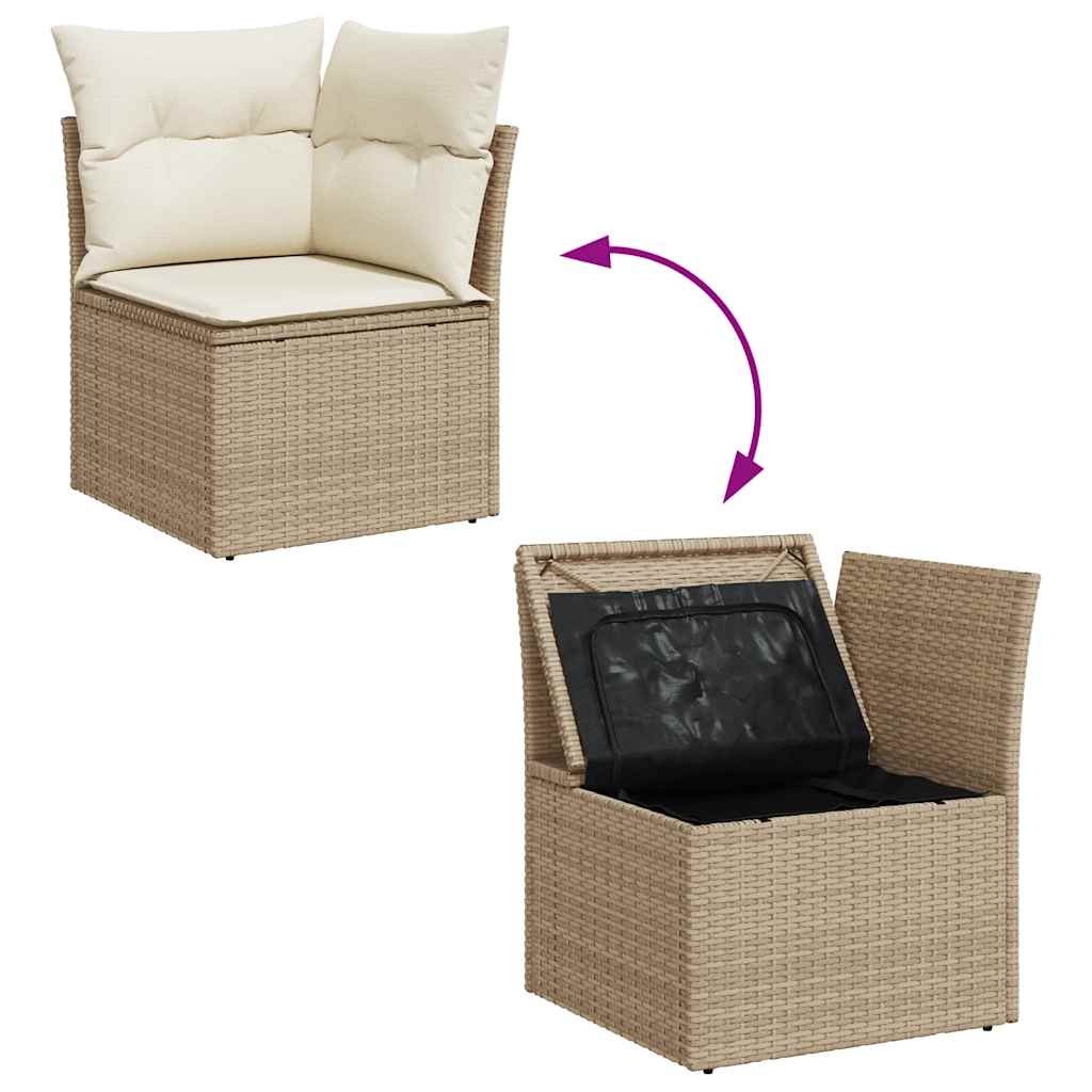 Sofasæt Til Haven 10 Dele Med Hynder Polyrattan Akacietræ Beige