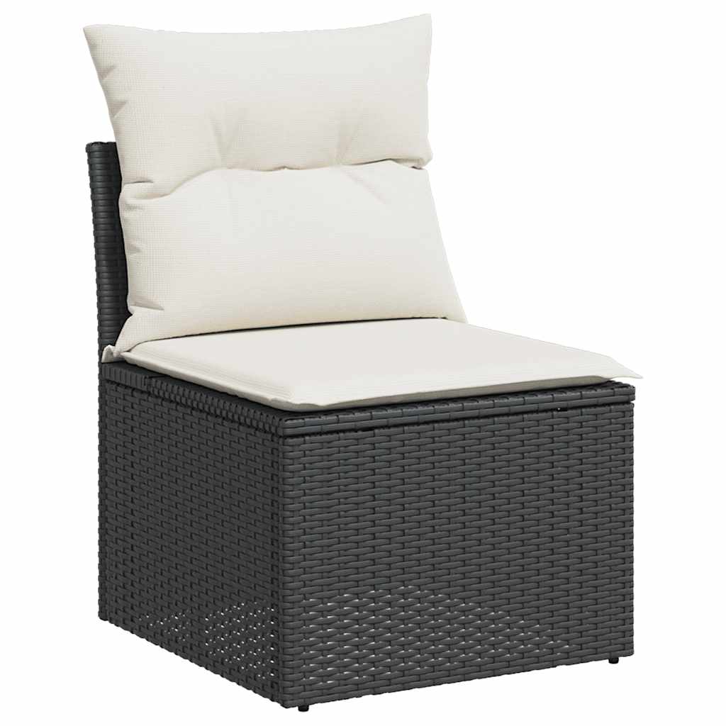 Sofasæt Til Haven 6 Dele Med Hynder Polyrattan Akacietræ Sort