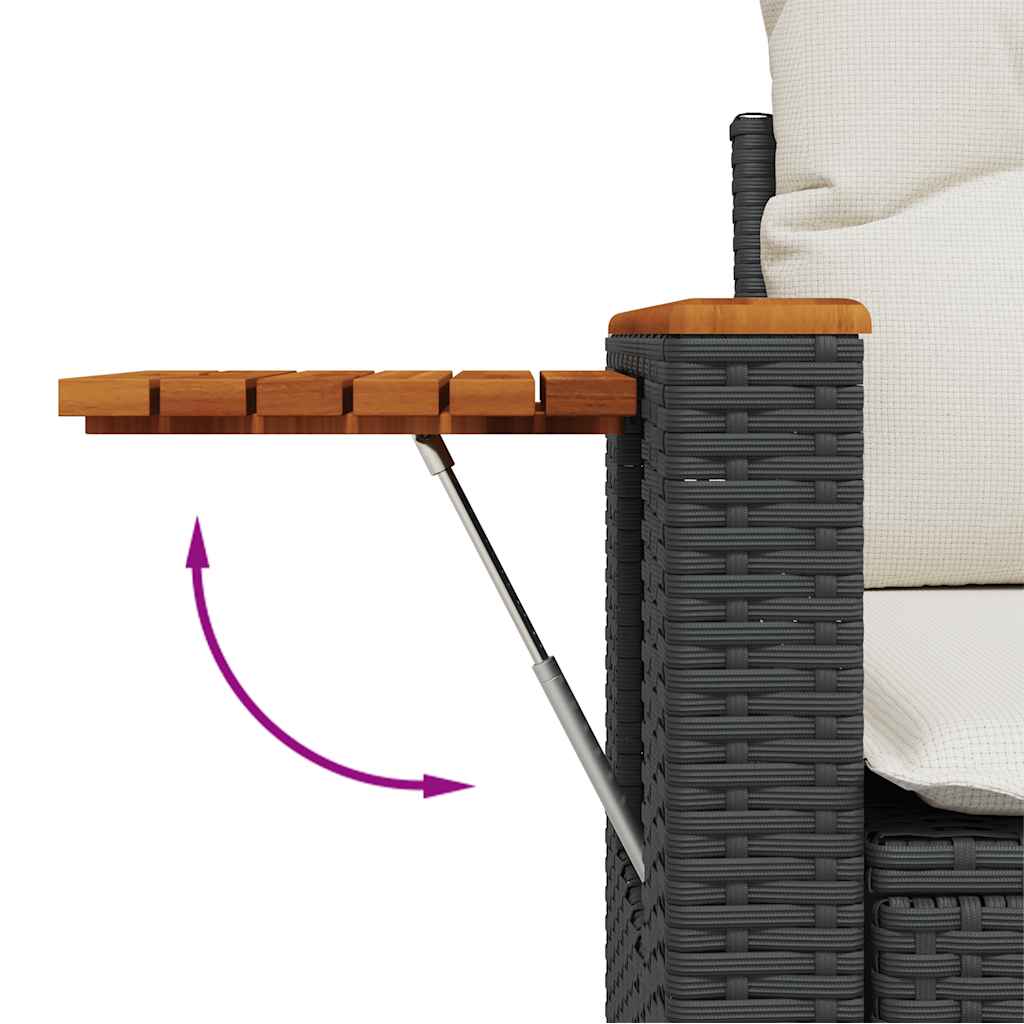 Sofasæt Til Haven 6 Dele Med Hynder Polyrattan Akacietræ Sort