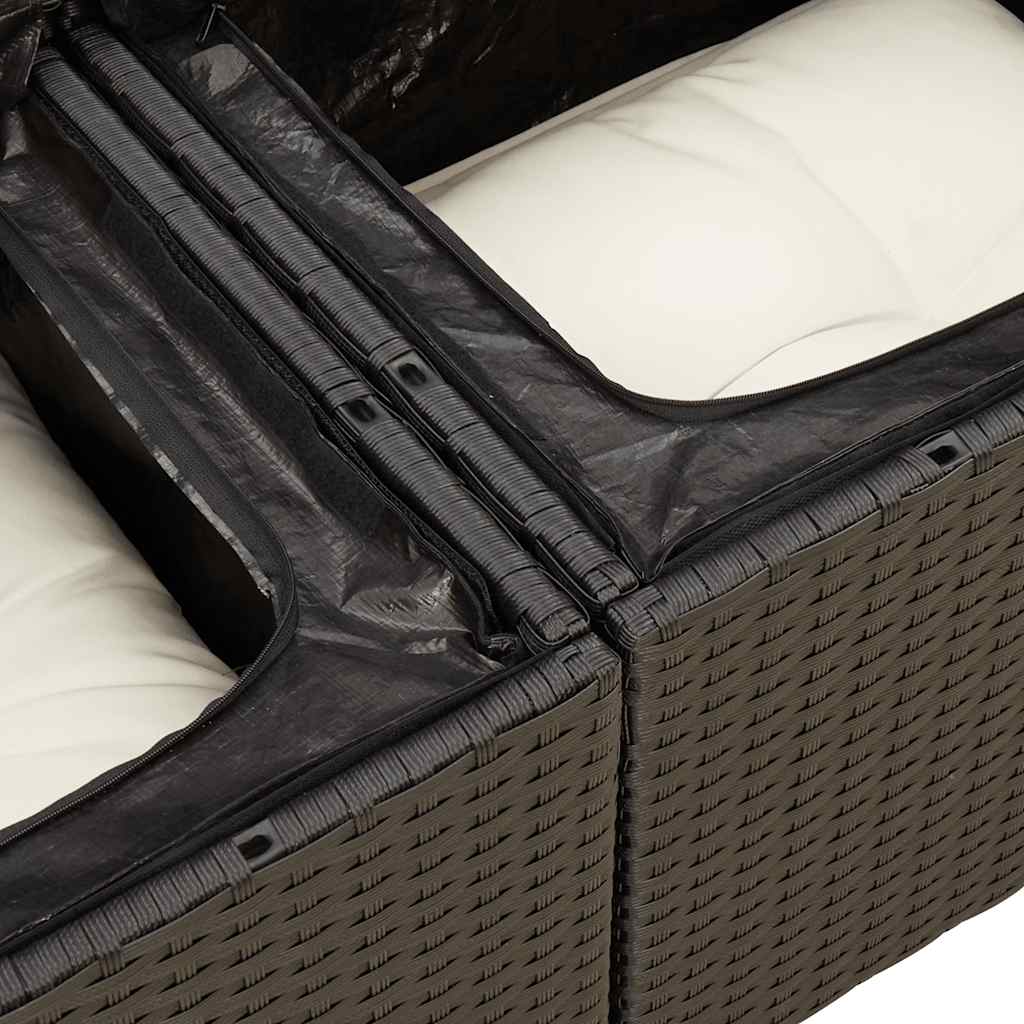 Sofasæt Til Haven 6 Dele Med Hynder Polyrattan Akacietræ Sort