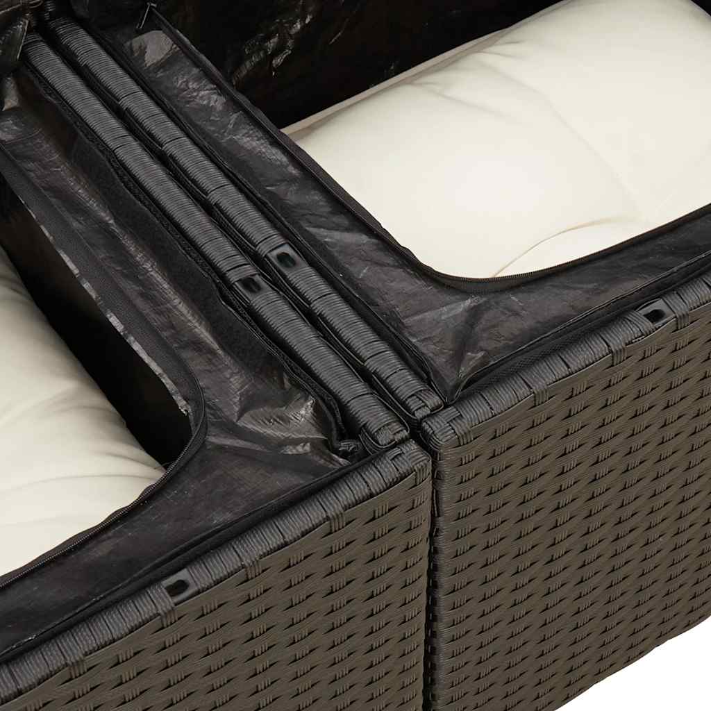 Sofasæt Til Haven 8 Dele Med Hynder Polyrattan Akacietræ Sort