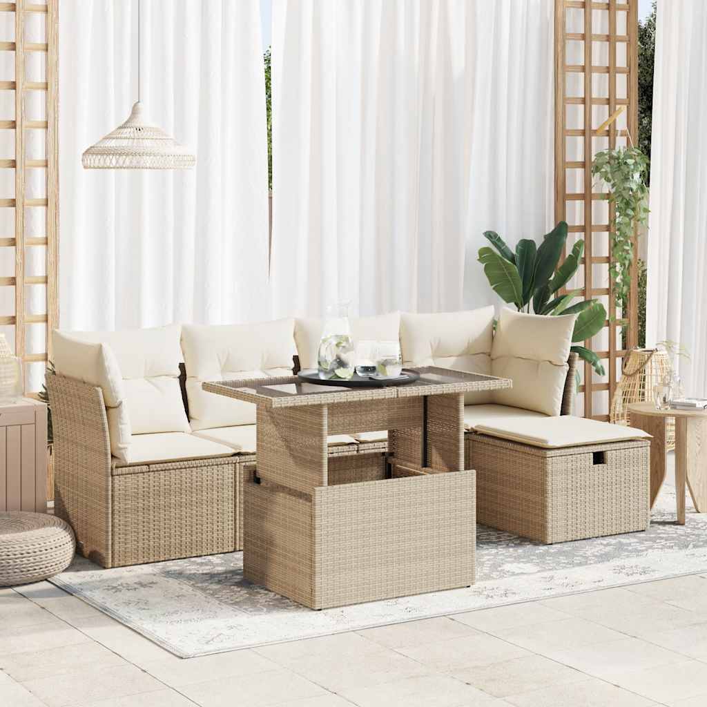 Sofasæt Til Haven 6 Dele Med Hynder Polyrattan