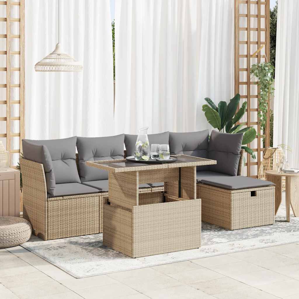 Sofasæt Til Haven 6 Dele Med Hynder Polyrattan