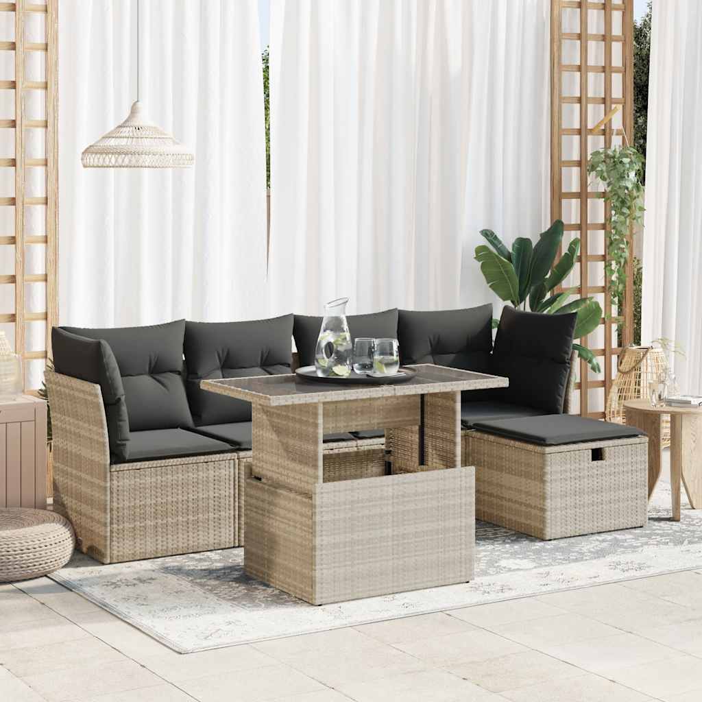 Sofasæt Til Haven 6 Dele Med Hynder Polyrattan