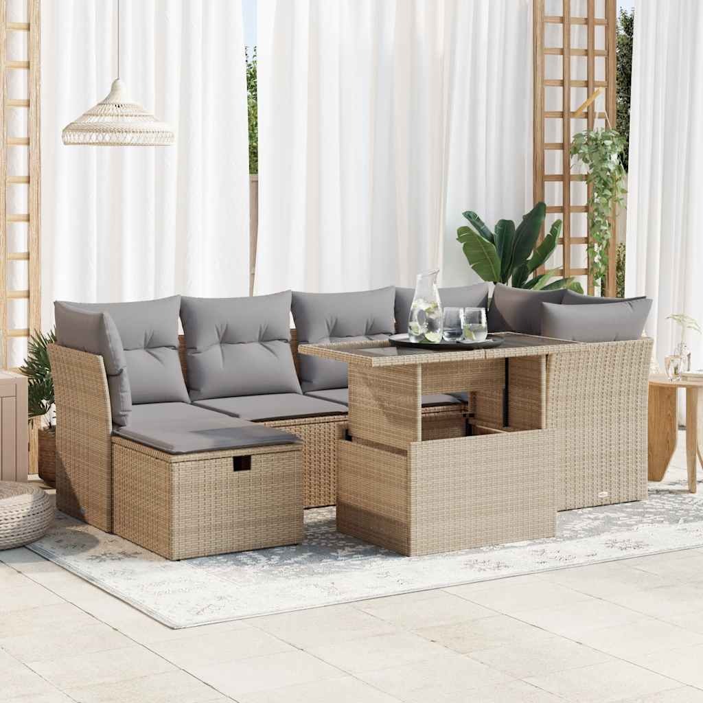 Sofasæt Til Haven 7 Dele Med Hynder Polyrattan