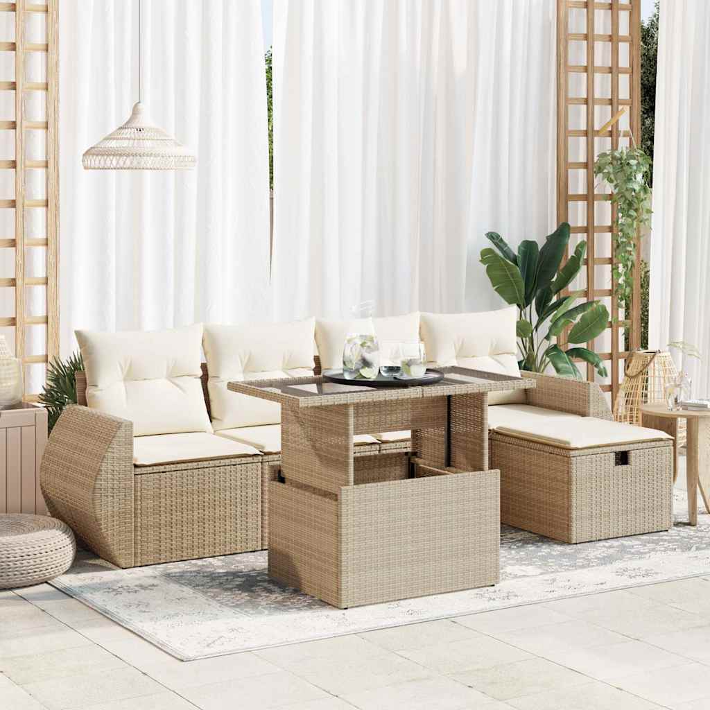 Sofasæt Til Haven 6 Dele Med Hynder Polyrattan Brun