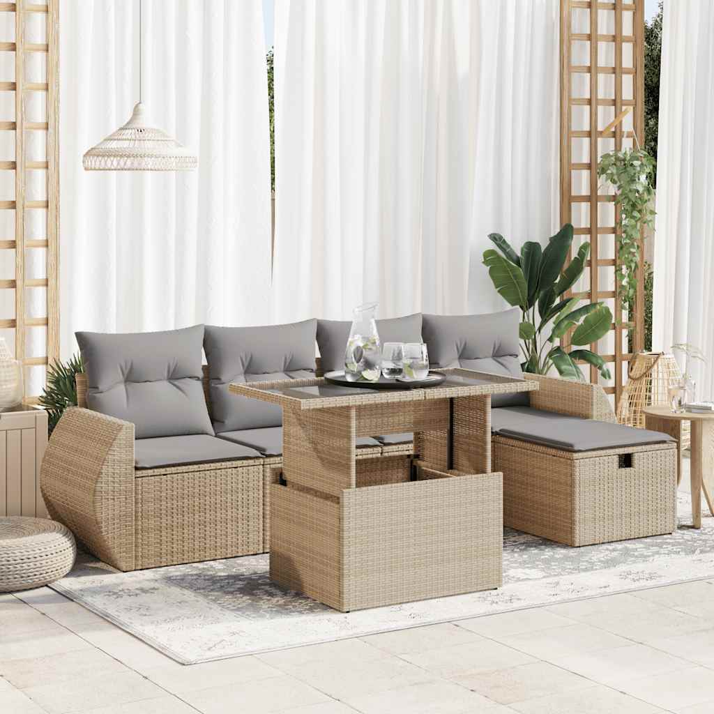 Sofasæt Til Haven 6 Dele Med Hynder Polyrattan Brun