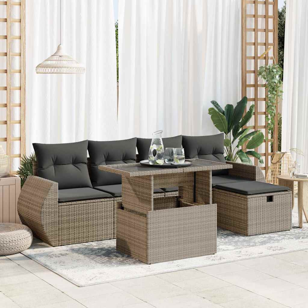 Sofasæt Til Haven 6 Dele Med Hynder Polyrattan Brun