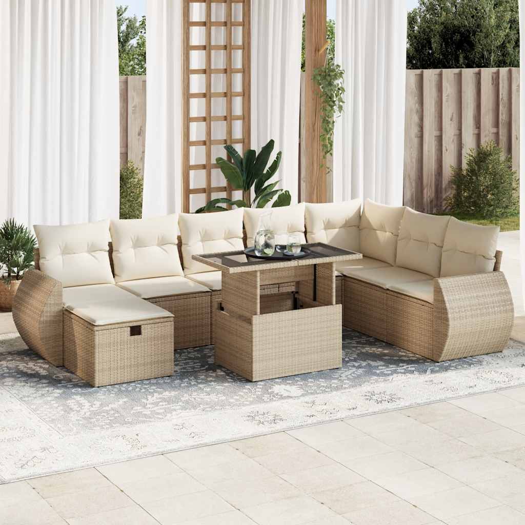 Sofasæt Til Haven 9 Dele Med Hynder Polyrattan Brun
