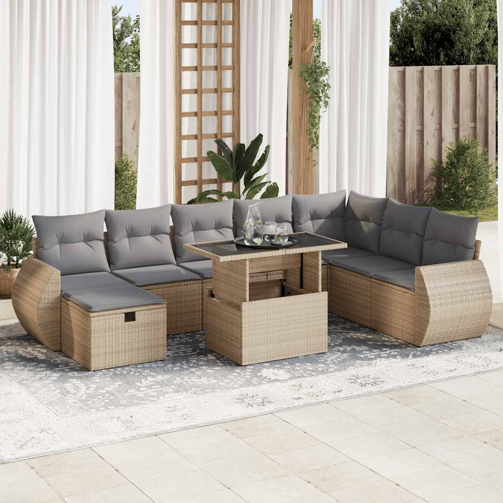 Sofasæt Til Haven 9 Dele Med Hynder Polyrattan Brun