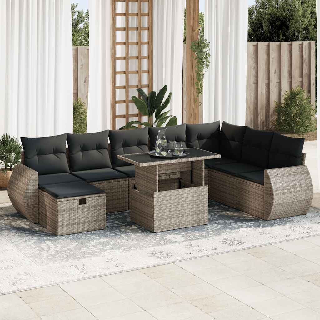Sofasæt Til Haven 9 Dele Med Hynder Polyrattan Brun
