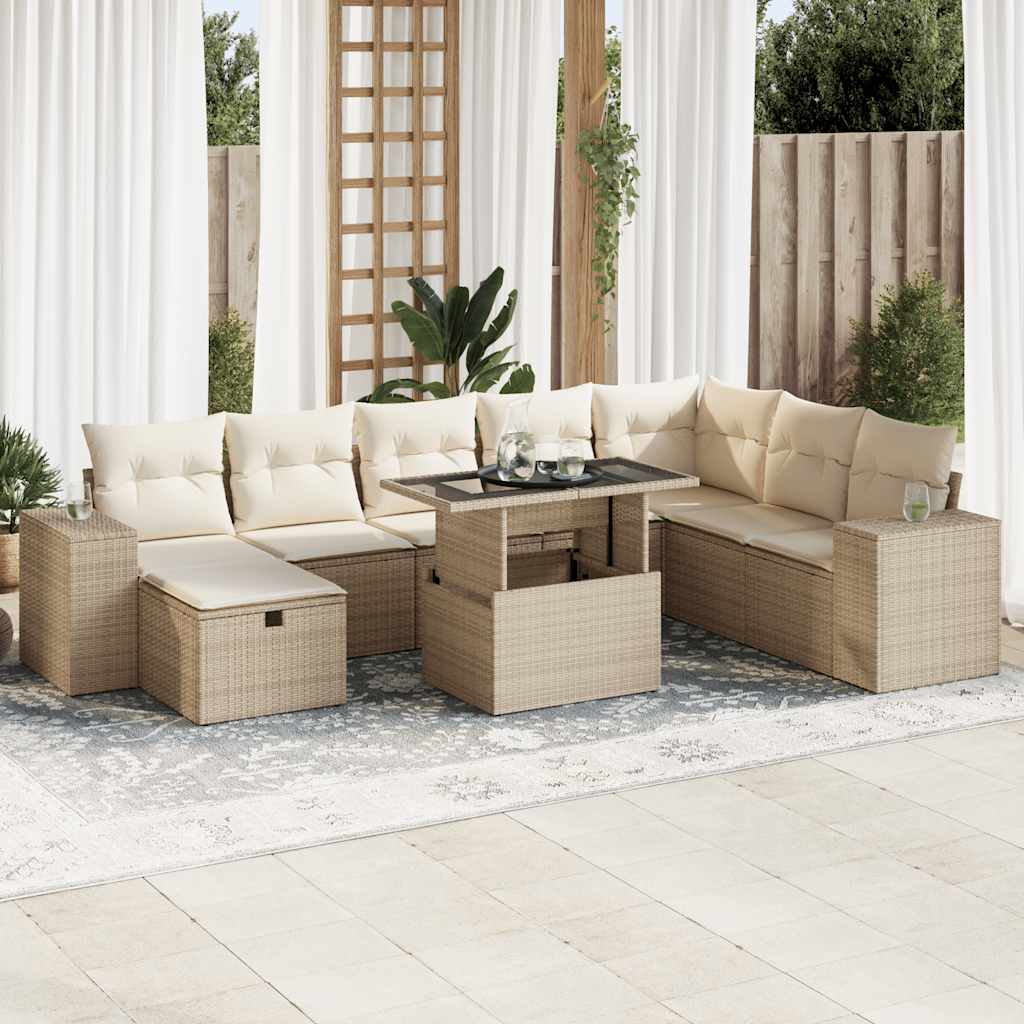 Sofasæt Til Haven 9 Dele Med Hynder Polyrattan Brun
