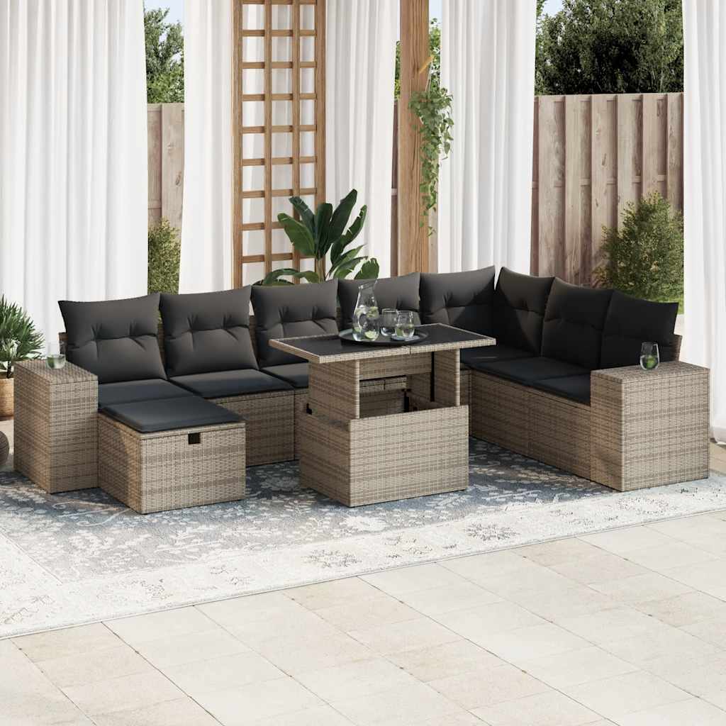 Sofasæt Til Haven 9 Dele Med Hynder Polyrattan Brun