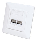 Intellinet - vægplade - CAT 6a 10G - 2 netværkssokler - RAL 9003, signalhvid