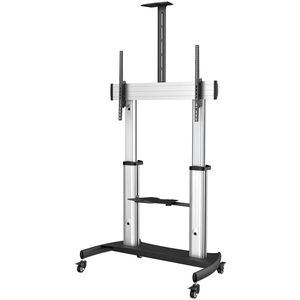 StarTech.com Mobile TV Stand, Heavy Duty TV Cart for 60-100 Display (100kg/220lb), Height Adjustable Rolling Flat Screen Floor Standing on Wheels, Universal Television Mount w/Shelves - W/ 2 equipment shelves (STNDMTV100) Vogn med hjul Fladt panel 60-10