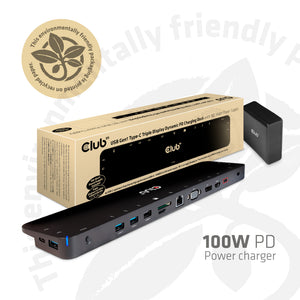 Club 3D CSV-1564W100 USB-C Dockingstation med 100W strømforsyning Sort