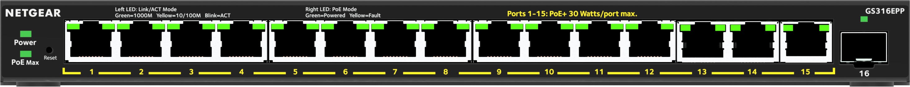 NETGEAR  GS316EPP Switch 16-porte Gigabit  PoE+