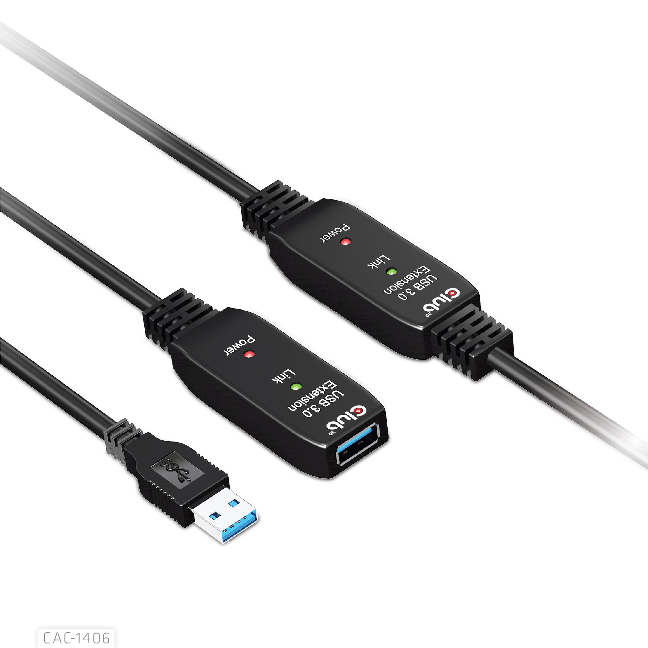 Club 3D CAC-1406 USB-A 3.2 Gen1 aktiv forlængerkabel 15m Sort