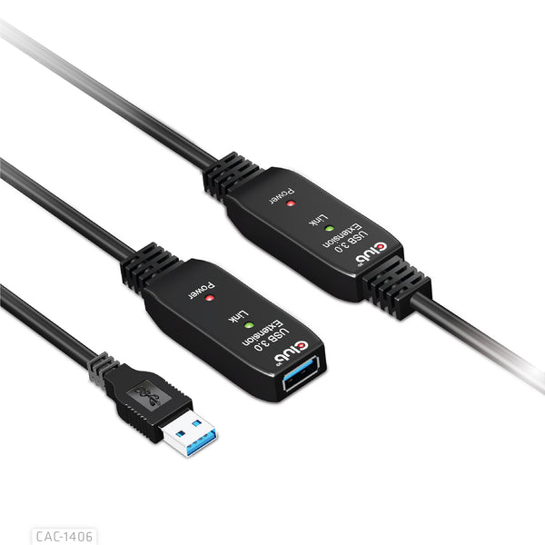 Club 3D CAC-1406 USB-A 3.2 Gen1 aktiv forlængerkabel 15m Sort