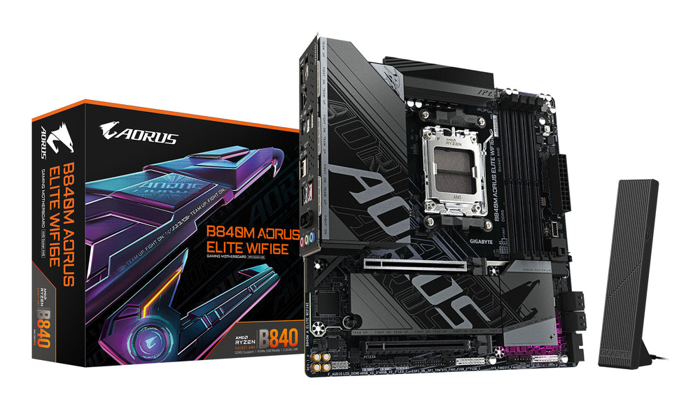 GIGABYTE B840M AORUS ELITE WIFI6E AMD B840 Sokkel AM5 micro ATX
