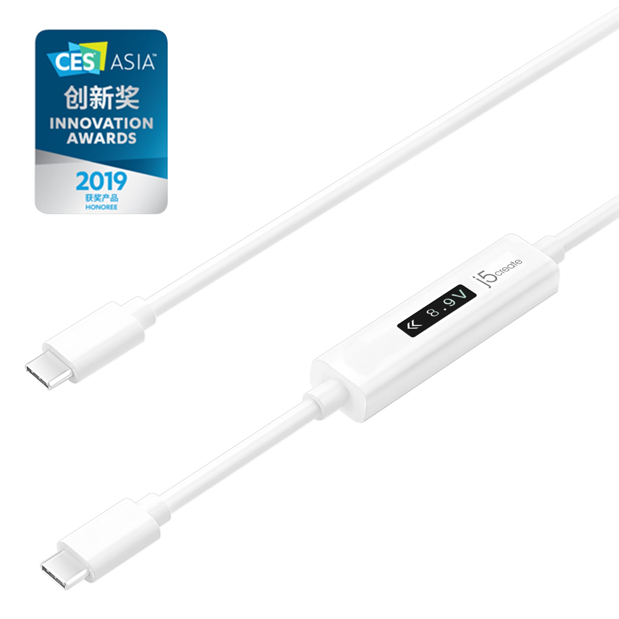 j5create USB 2.0 USB Type-C kabel 1.2m Hvid