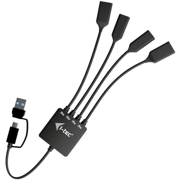 i-tec USB-C/USB-A Cable HUB 4 port (2x USB-C, 2x USB-A) USB 3.2 Gen 1 (3.1 Gen 1) Type-A + Type-C 5000 Mbit/s Sort