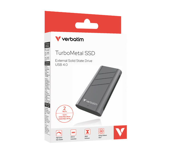 Verbatim TurboMetal SSD USB4 2TB USB Type-C USB4 Gen 2x2 Sølv