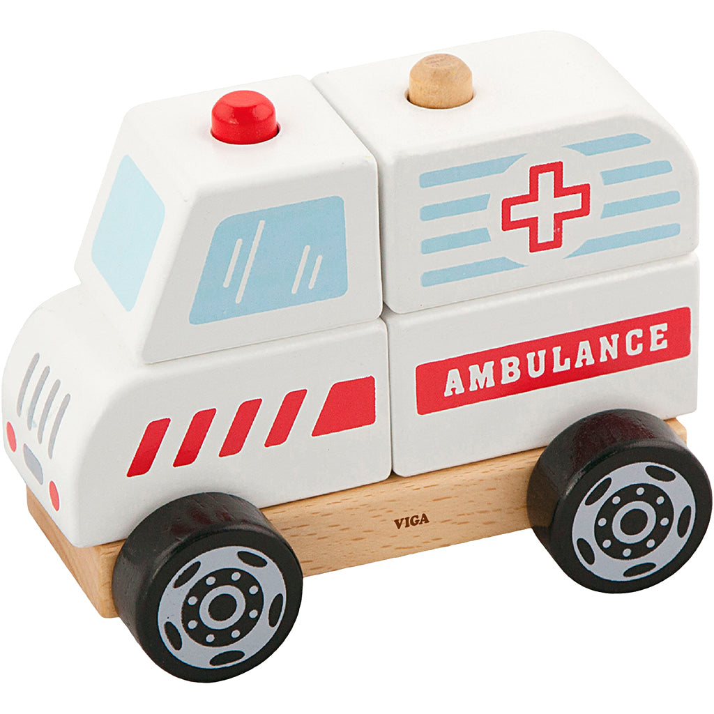 VIGA Stabel Ambulance i træ, Ambulance, str. 13x10x8 cm, 1 stk.