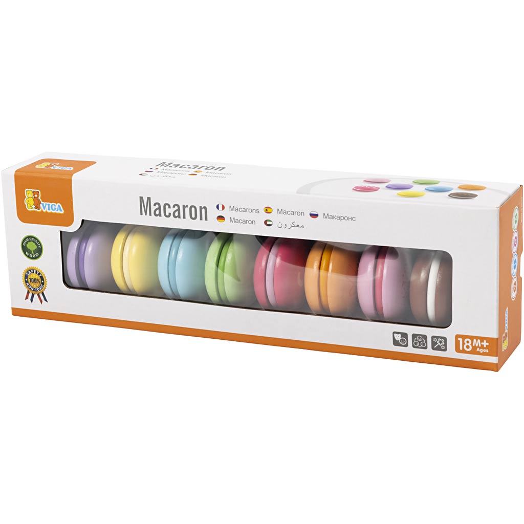 VIGA Macarons i træ, str. 4,5 cm, 8 stk./ 1 pk.
