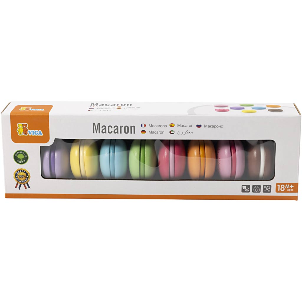 VIGA Macarons i træ, str. 4,5 cm, 8 stk./ 1 pk.