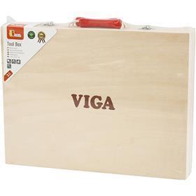 VIGA Værktøjskasse i Træ, str. 24x32 cm, 12 dele/ 1 sæt