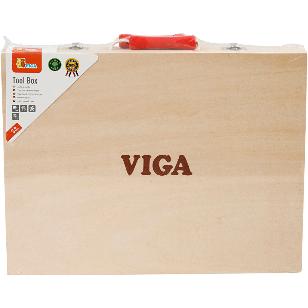 VIGA Værktøjskasse i Træ, str. 24x32 cm, 12 dele/ 1 sæt