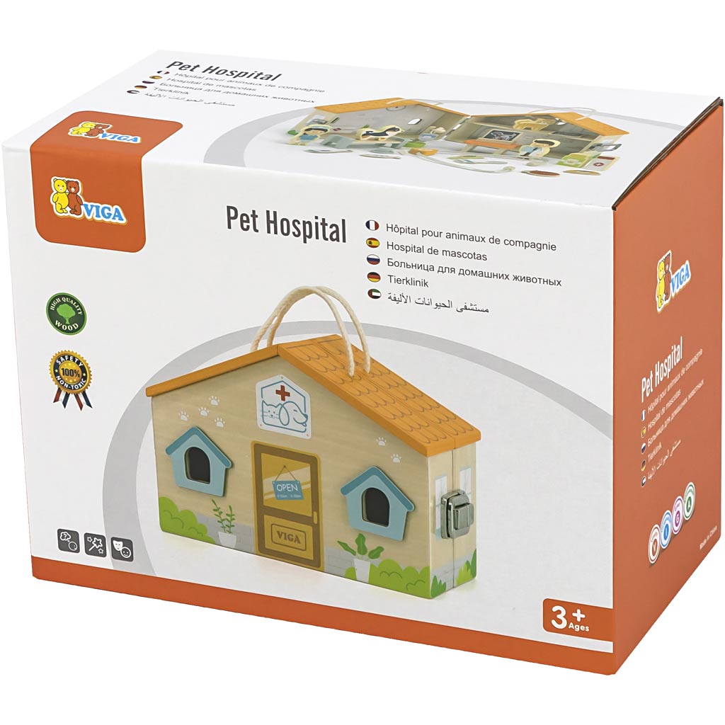 VIGA Dyrehospital, H: 17 cm, L: 22 cm, B: 12 cm, 19 dele/ 1 pk.