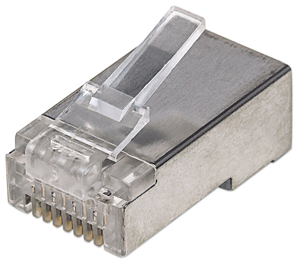 Intellinet RJ45 Modular Plugs, Cat5e, STP, 3-prong, for solid wire, 15 µ gold plated contacts, 100 pack CAT 5e Afskærmet parsnoet (STP) Netværk-konnektor
