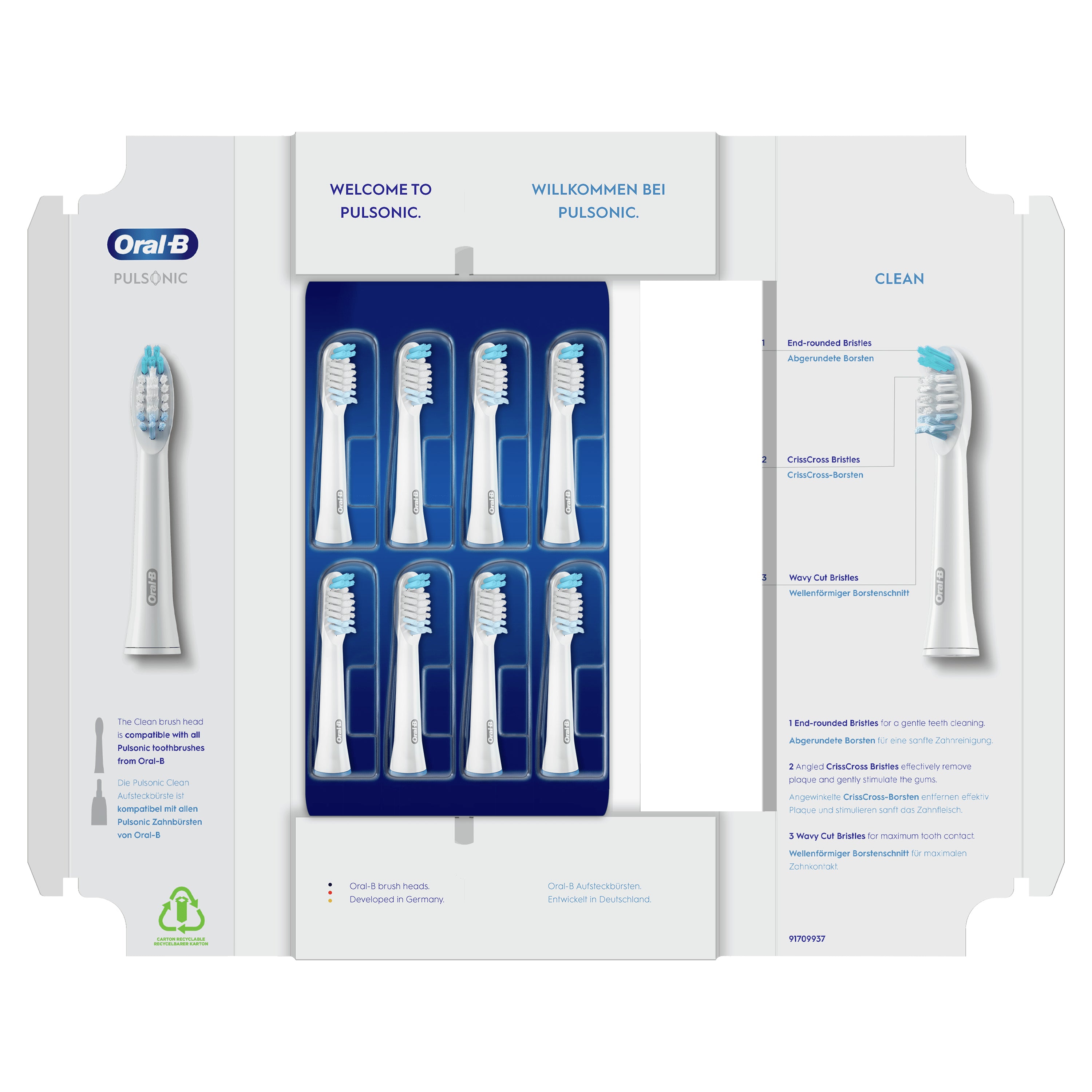 Oral-B Pulsonic Clean 81748491 børstehoved til elektrisk tandbørste 8 stk Hvid