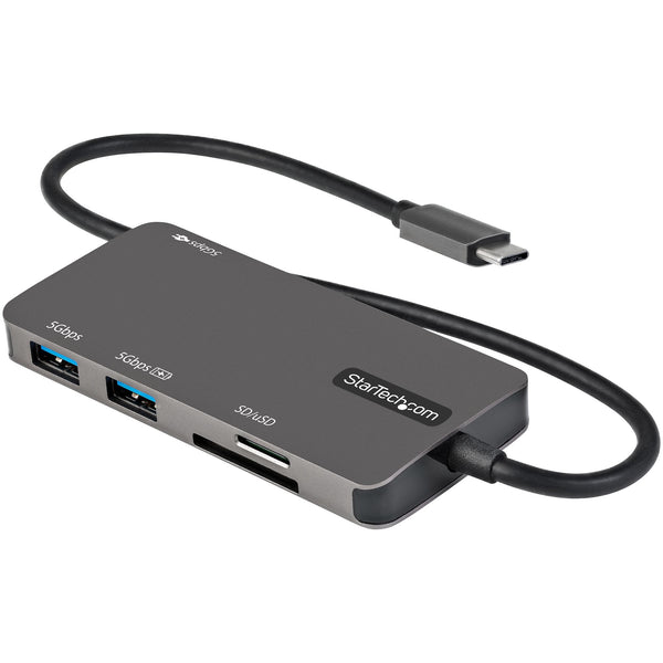 StarTech.com USB C Multiport Adapter, USB-C to 4K 30Hz HDMI, 100W Power Delivery Pass-through, SD/MicroSD Slot, 3-Port USB 3.0 Hub, USB Type-C, 12 (30cm) Long Attached Cable - Thunderbolt 3 Compatible (DKT30CHSDPD) Dockingstation