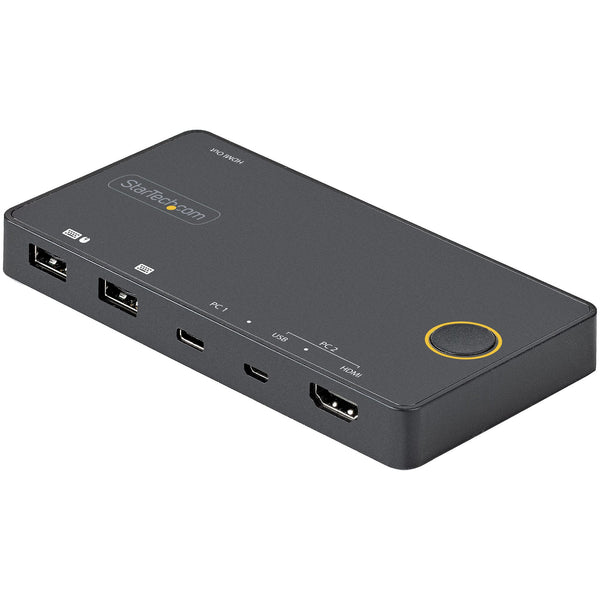 StarTech.com 2 Port Hybrid USB-A  HDMI & USB-C KVM , Single 4K 60Hz HDMI 2.0 Monitor, Compact Desktop and/or Laptop HDMI KVM , USB Bus Powered, Thunderbolt 3 Compatible - 2 Port HDMI KVM  (SV221HUC4K) KVM / audio-switch Desktop