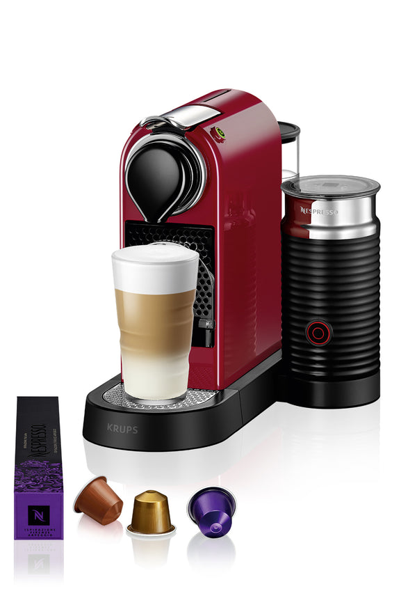 Krups Nespresso CitiZ & Milk XN7615 Kaffemaskine Kirsebærrød