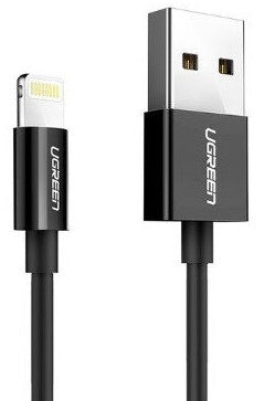 Ugreen 80822 US155 kabel til mobiltelefon Sort 1 m USB A Lightning