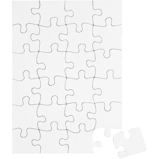 Puslespil, str. 15x21 cm, hvid, 24 brikker, 16 stk./ 1 pk.