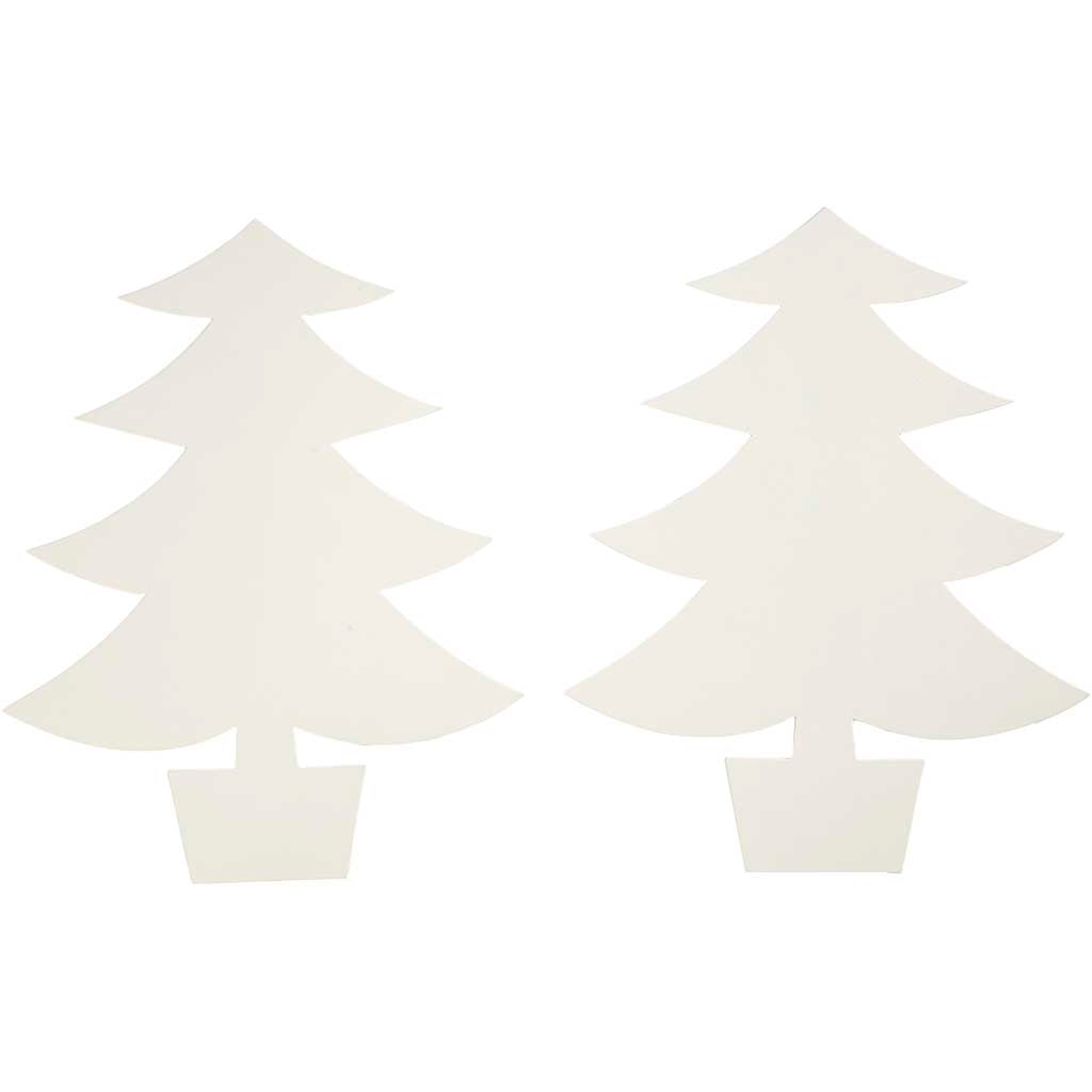 Juletræer, H: 21,5 cm, B: 16,5 cm, 230 g, hvid, 25 stk./ 1 pk.